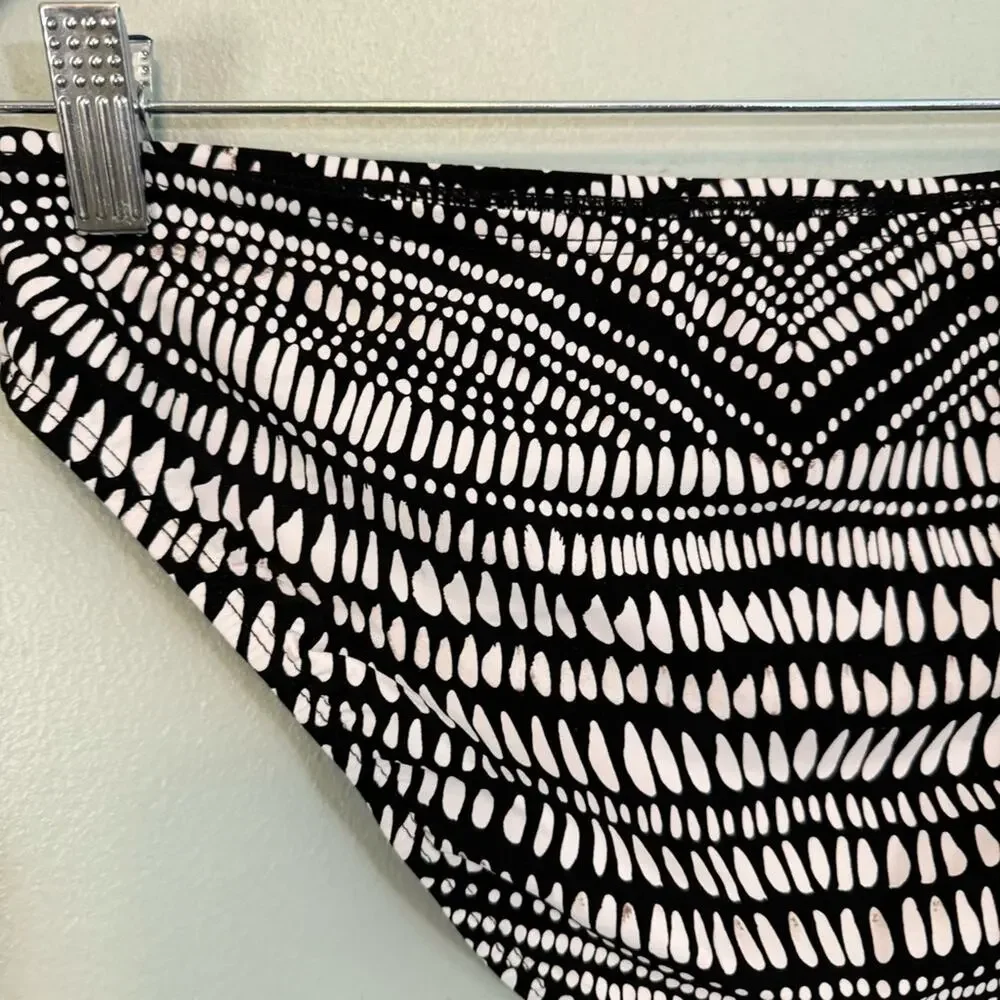 Kenneth Cole Women's Black White Find Tranquility Hipster Bikini‎ Bottom Small